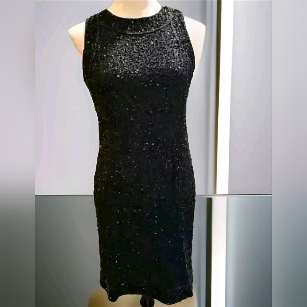 Krishma beaded black sleeveless dress Medium D9016